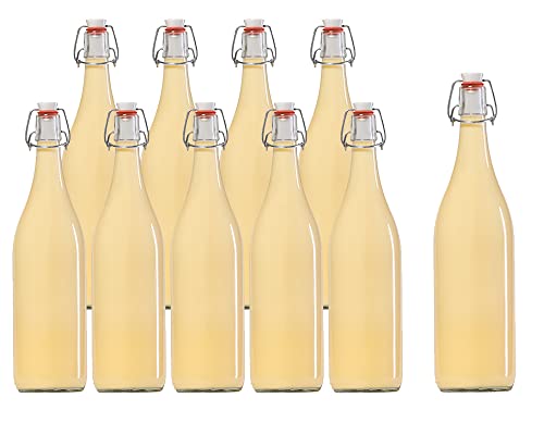 10er Set Glasflaschen mit Bügelverschluss 1000 ml