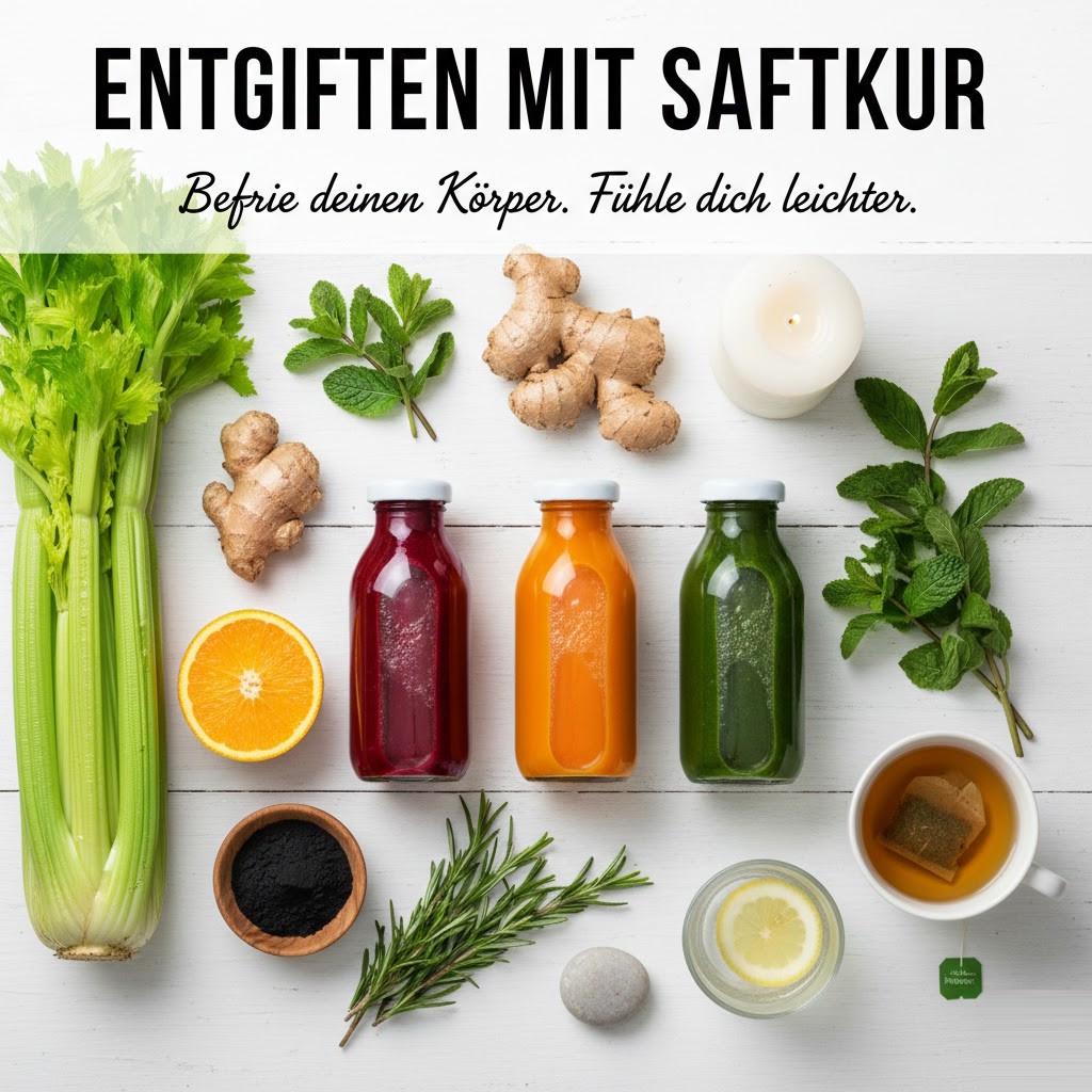 Natürliches Entgiften mit frischen Säften und Gemüse